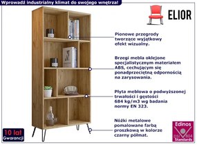 Otwarty regał na nóżkach w stylu industrialnym dąb craft Zafirox 4X