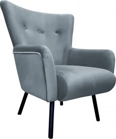 Fotel TULIP tkanina Welur noga metalowa Uszak luksusowy komfort salonu : Kolor nogi - Czarna, Kolor tkaniny - VELVET - BL06