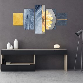 Obraz - Kształty i kwiat (125x70 cm)