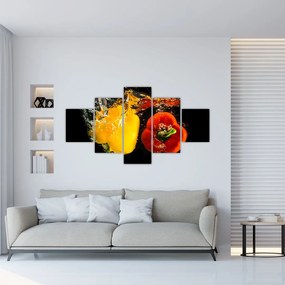 Obraz - papryki w wodzie (125x70 cm)