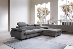 Masseno Narożnik FIORE z funkcją spania i pojemnikiem na pościel Narozniki L, Rozkładana sofa - Szary, MONOLITH 92