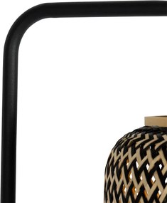 Orientalna lampa podłogowa bambusowa z czarnym - Yvonne