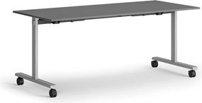 Mobilny stół MATCH, 180x80 cm, szara podstawa, grafit