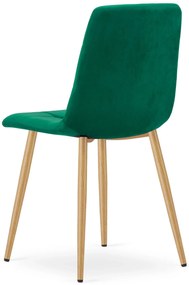 Zestaw 4 ciemnozielonych metalowych krzeseł welurowych L9-T01