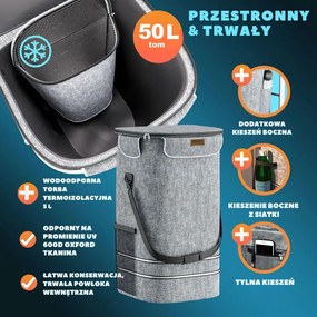 Torba na zakupy na kółkach do schodów COMFORT, 50l, szara Jurhan