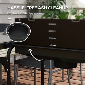 Outsunny Metalowy grill na węgiel drzewny BBQ Smoker z kołami, regulowany ruszt, półka na drewno 103x47x95 cm Czarny