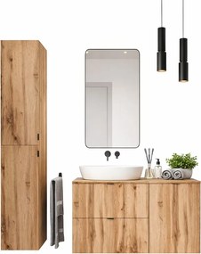 Komplet podwieszanych mebli łazienkowych złoty dąb R8-W72