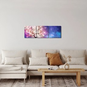Obraz - Kosmiczne drzewo (z zegarem) (90x30 cm)