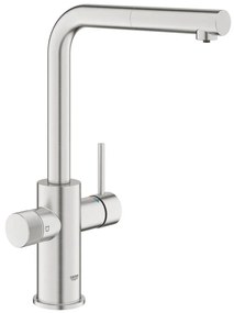 GROHE 30601DC0 - Bateria zlewozmywakowa BLUE PURE z wysuwaną wylewką ze stali nierdzewnej