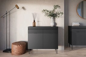 Komoda dwudrzwiowa Sentia 105 z dwoma szufladami - czarny / czarny