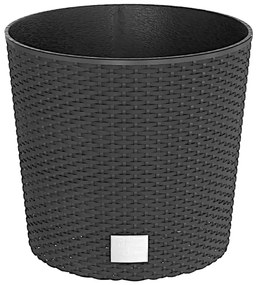 Antracytowa donica o wyglądzie rattanu K5-B46