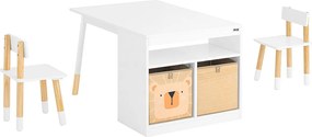 SoBuy Stół dziecięcy z 2 krzesłami, wielofunkcyjny zestaw mebli biały