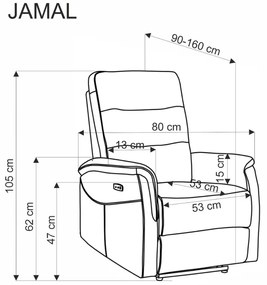 Fotel rozkładany JAMAL beżowy HALMAR