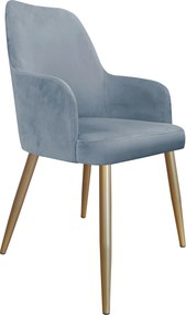 Krzesło WESTA tkanina Welur noga metalowa elegancki styl loftowy : Kolor nogi - Złota stożek, Kolor tkaniny - VELVET - BL06, Typ siedziska - Siedzisko stałe