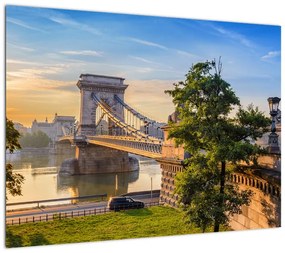 Obraz na szkle - Most nad rzeką, Budapeszt, Węgry (70x50 cm)