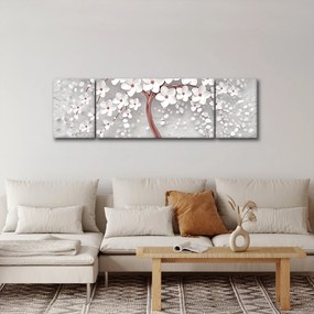 Obraz - Obraz białego drzewa z kwiatami, rosegold (170x50 cm)