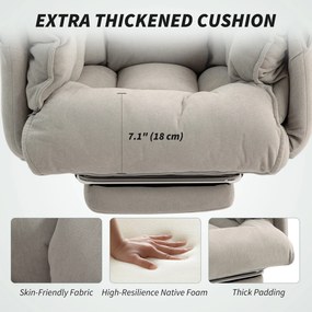 HOMCOM Fotel biurowy odchylany Regulacja wysokości Krzesło biurowe z podłokietnikami podnóżkiem wysokie oparcie 75 x 77 x 110-118 cm Szary | Aosom PL