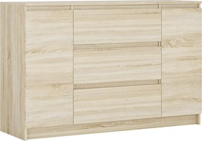 Komoda: dąb sonoma, 120 x 39 x 78 cm, 2 drzwi, 3 szuflady