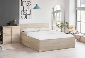 Łóżko SOFIA 140 x 200 cm, dąb sonoma Stelaż: Ze stelażem listwowym elastycznym, Materac: Materac Coco Maxi 20 cm