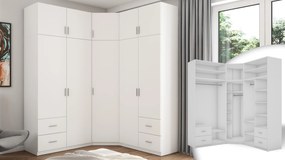 Szafa Narożna 189/240 - drążki na wieszaki, pojemne szuflady, półki