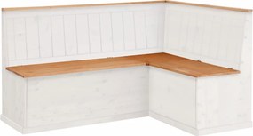 Biała regulowana ławka narożna z drewna sosnowego ze schowkiem Støraa Silas