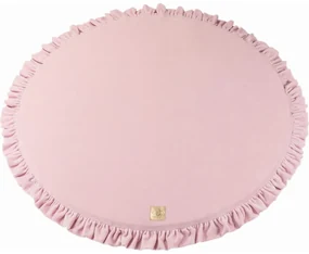 Mata Do Zabawy 100cm Dla Dziecka Okrągła Z Falbanką, Welurowa, Jasnoróżowa - Meowbaby®