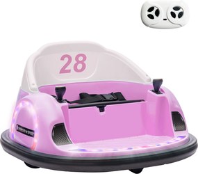 AIYAPLAY Autoscooter, obrót 360°, prędkość 2 km/h, pas bezpieczeństwa, światła LED, muzyka i klakson, Różowy | Aosom PL