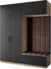 Masseno Garderoba REMA 200/240/60 cm Nowoczesna Szafa do Przedpokoju Dąb lefkas, MONOLITH 29 (Brązowy)