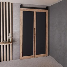 Drzwi Przesuwne QUDIO M1 Dąb Craft Złoty + Czarny 100