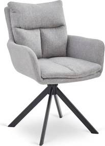 Krzesło Tapicerowane Obrotowe do Salonu PAUL Szare Nowoczesne