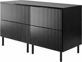 Szafka pod umywalkę, czarna, 120 (2 x 60) x 77 x 46 cm, uchwyt czarny, nogi czarne + blat roboczy