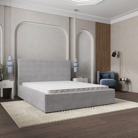 Masseno Łóżko Tapicerowane MIRETTI z pojemnikiem na pościel - Jasnoszary - TILIA 86 / 140x200 cm