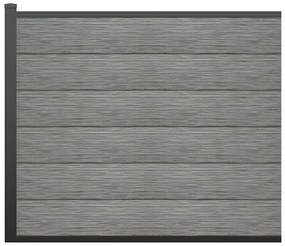 Panele ogrodzeniowe bez podmurówki wys. 156 cm – zestaw 6 kompozytowych lamel + 1 jasnoszary słupek – ENOLA