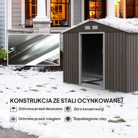 Outsunny Szopa Ogrodowa - Budynek Dla Narzędzi Ogrodowych 4x3, Trwały, Aosom PL