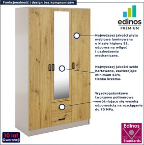Trzydrzwiowa szafa z lustrem kaszmir + dąb artisan N4-F39