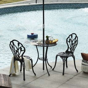 Outsunny Zestaw dla 2 Osób Zestaw Mebli Balkonowych 1 Stół+2 Krzesła Alu Czarny