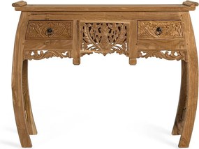 Konsola z dwiema szufladami z litego drewna tekowego, 100 cm