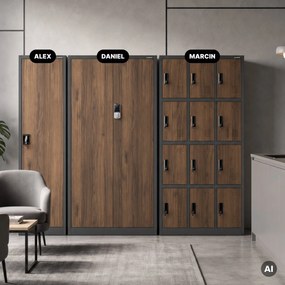 Szafa biurowa metalowa z zamkiem na szyfr antracytowa/orzech, 900x1850x400 mm: DANIEL Eco Design