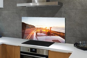 Szkło do Kuchni na Ścianę Podróż: Droga, Samochód i Ludzie