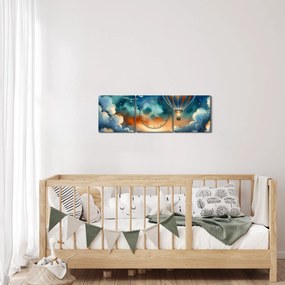 Obraz - Lot pod nocnym niebem (z zegarem) (90x30 cm)