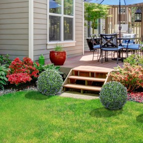 HOMCOM Zestaw 2 Sztucznych Roślin w Kształcie Kulki, UV-odporne, Sztuczne Rośliny do Domu i na Zewnątrz, 42 cm, Zielony+Fiolet