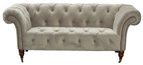 Sofa Chesterfield Glamour Velvet Light Grey 2-os.