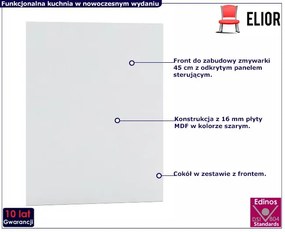 Szary front zmywarki z panelem odkrytym 45 cm - Orfa 15X