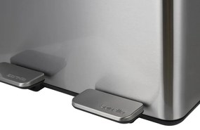 Stalowy kosz na śmieci 2x20 l do segregacji odpadów/z pedałem w kolorze matowego srebra Aliya – Spirella