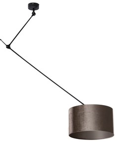 Lampa wisząca Czarna z aksamitnym kloszem Taupe 35 cm - Blitz klasyczny/Antyczny Oswietlenie wewnetrzne
