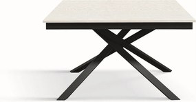 Biały stół z drewna jesionowego, antracytowa podstawa, 160x90-210x90cm przedłużenie - VOLPAIA