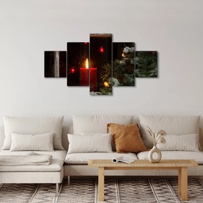 Obraz - Świecąca świeca bożonarodzeniowa (125x70 cm)