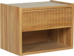 Zestaw 2 wiszących szafek nocnych z 1 szufladą i 1 niszą  - Drewno tekowe - Kolor: Naturalny - REVUKA