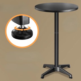 Casaria Regulowany aluminiowy stół barowy NERO Ø60 cm, czarny
