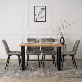 Krzesło Tapicerowane GOMEZ Szare Welurowe Nowoczesne Loft